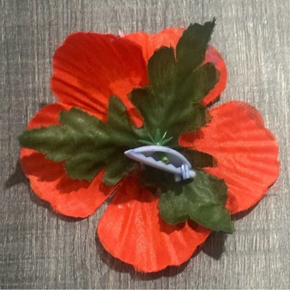 💞 Large Red Hawaiian Hibiscus Flower Hair Clip for Babies & Kids